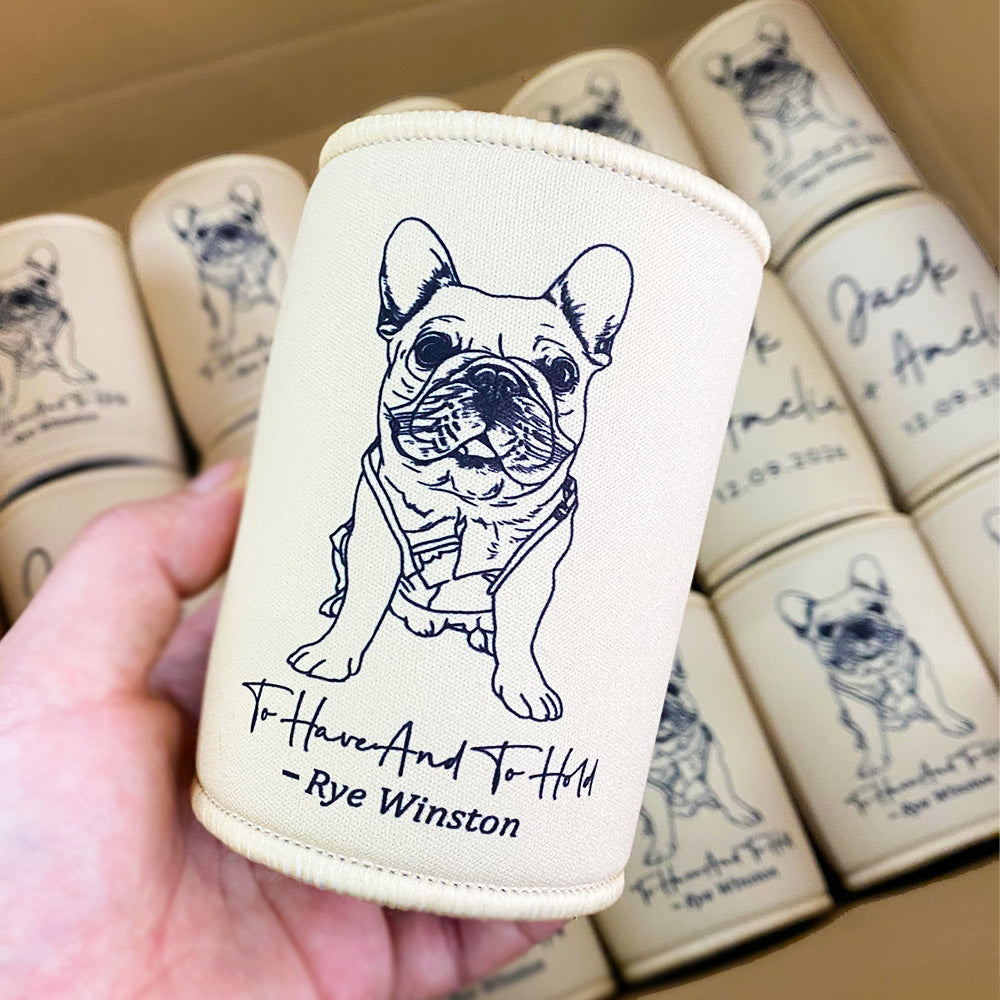 Custom Dog Drawing Can Coolers