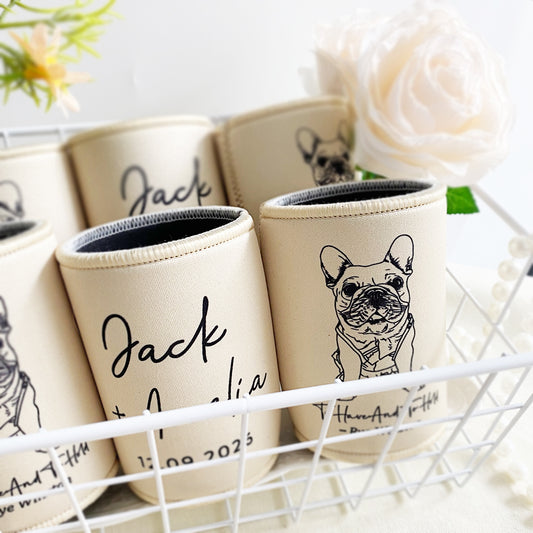 Custom Dog Drawing Can Coolers