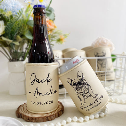 Custom Dog Drawing Can Coolers