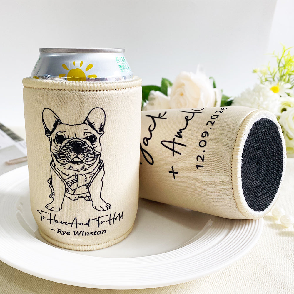 Custom Dog Drawing Can Coolers