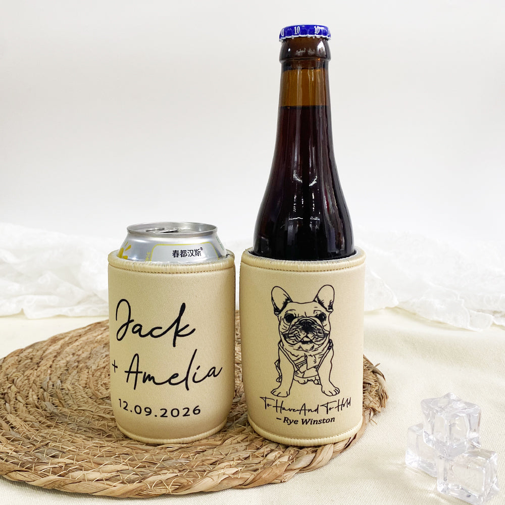Custom Dog Drawing Can Coolers