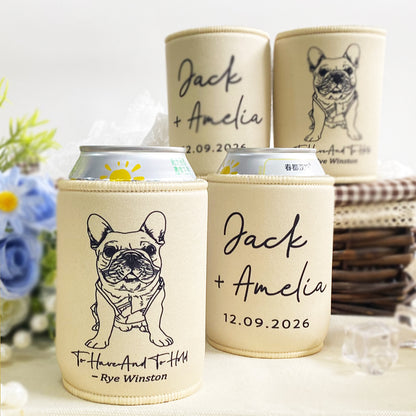 Custom Dog Drawing Can Coolers