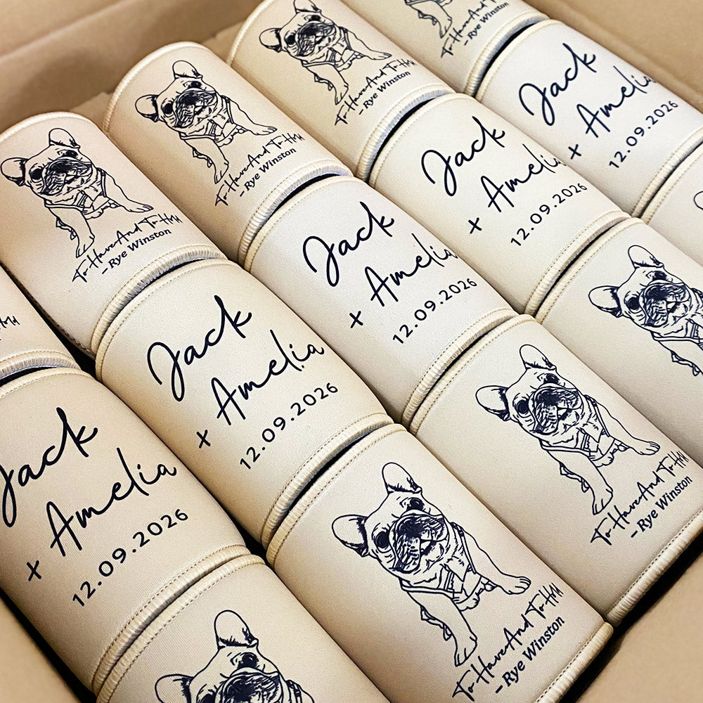 Custom Dog Drawing Can Coolers